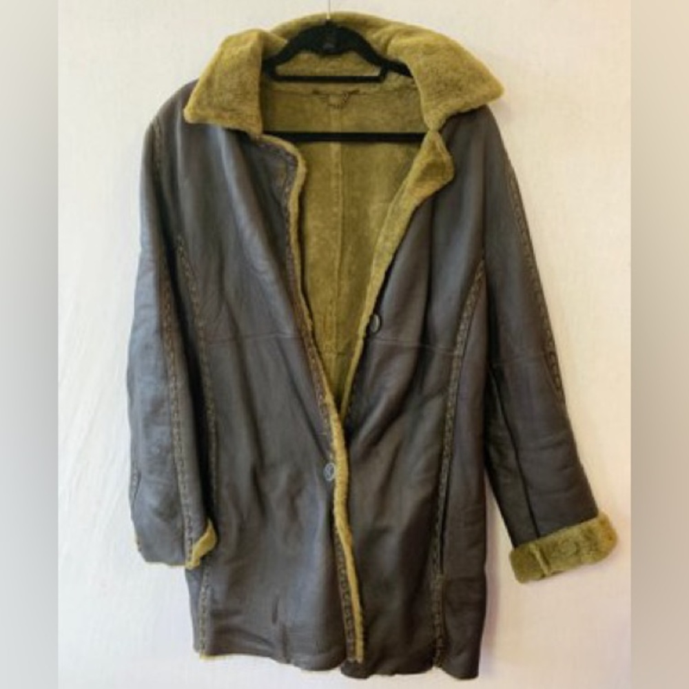 Vintage Original Shearling Coat - Large - Green